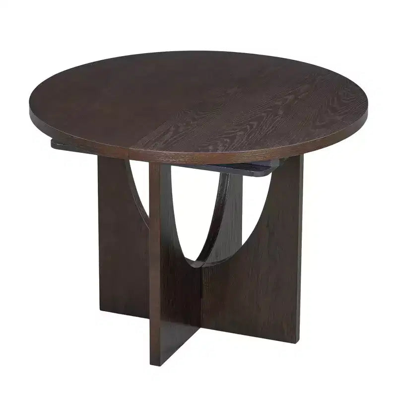 Set da pranzo rotondo allungabile da 5 pezzi per 4 persone, tavolo da cucina moderno con prolunga rimovibile e 4 sedie imbottite per sala da pranzo