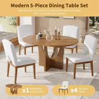 Set da pranzo rotondo allungabile da 5 pezzi per 4 persone, tavolo da cucina moderno con prolunga rimovibile e 4 sedie imbottite per sala da pranzo
