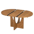 Set da pranzo rotondo allungabile da 5 pezzi per 4 persone, tavolo da cucina moderno con prolunga rimovibile e 4 sedie imbottite per sala da pranzo