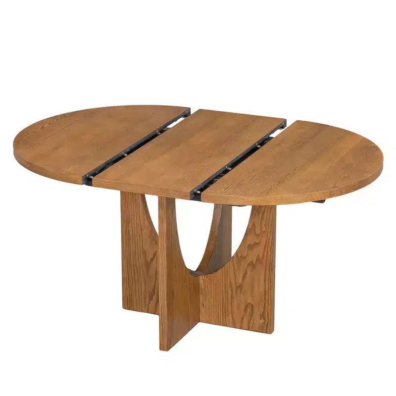 Set da pranzo rotondo allungabile da 5 pezzi per 4 persone, tavolo da cucina moderno con prolunga rimovibile e 4 sedie imbottite per sala da pranzo