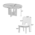 Set da pranzo rotondo allungabile da 5 pezzi per 4 persone, tavolo da cucina moderno con prolunga rimovibile e 4 sedie imbottite per sala da pranzo