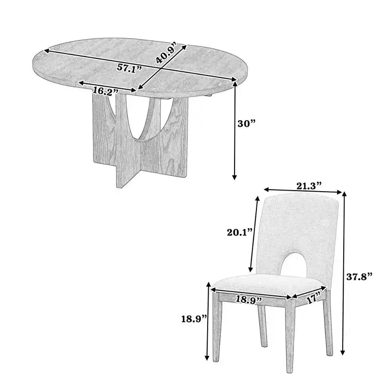 Set da pranzo rotondo allungabile da 5 pezzi per 4 persone, tavolo da cucina moderno con prolunga rimovibile e 4 sedie imbottite per sala da pranzo
