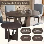 Set da pranzo rotondo allungabile da 5 pezzi per 4 persone, tavolo da cucina moderno con prolunga rimovibile e 4 sedie imbottite per sala da pranzo