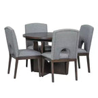 Set da pranzo rotondo allungabile da 5 pezzi per 4 persone, tavolo da cucina moderno con prolunga rimovibile e 4 sedie imbottite per sala da pranzo