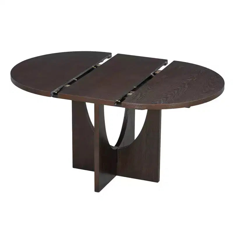 Set da pranzo rotondo allungabile da 5 pezzi per 4 persone, tavolo da cucina moderno con prolunga rimovibile e 4 sedie imbottite per sala da pranzo
