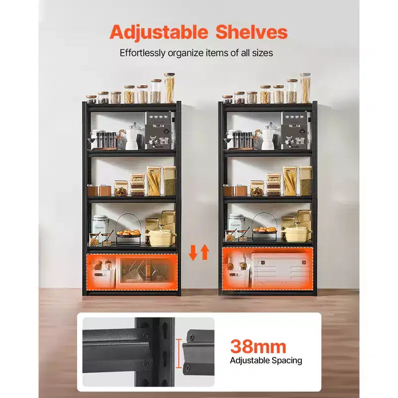 VEVOR Storage Shelves, 2000lbs, 5 Tier Garage Storage Shelving, 16 Dx32Wx63 H Adjustable Metal Shelves for Garage Shelves Utility Rack Shelf,Black