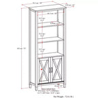 Libreria tradizionale Cantina in LEGNO MASSELLO da 72"x 30" color marrone fumo