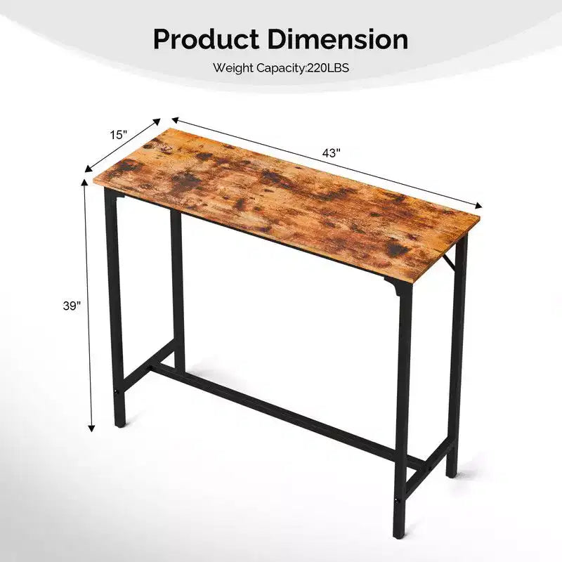 Karl Home 43'' Counter Height Bar Table Rectangular Pub Table Sofa Table