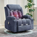 Oversized 360 Swivel Recliner with Heat & Massage. Wide Rocker for Big & Tall, 3-Positions, Cup Holders, USB Port & Pocket  Ultimate Lounge Chair.