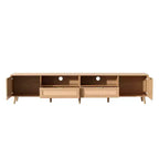 Mobile TV GDFStudio Darwin in Rattan Intrecciato, Stile Moderno Country, per TV fino a 90'', con Gambe in Legno Massello