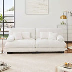 MAYEERTY Colud Couch 2 Seater Sofa with 2 Lumbar Pillows and 2 Throw Pillows for Living Room White