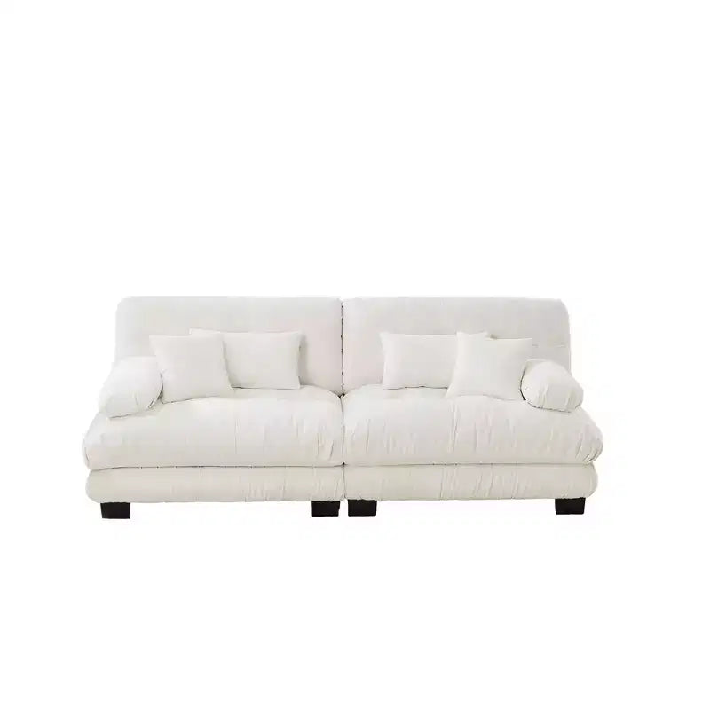 MAYEERTY Divano 2 posti "Cloud" con 2 cuscini lombari e 2 cuscini decorativi per salotto, colore bianco