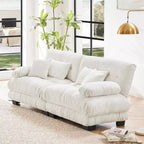 MAYEERTY Divano 2 posti "Cloud" con 2 cuscini lombari e 2 cuscini decorativi per salotto, colore bianco