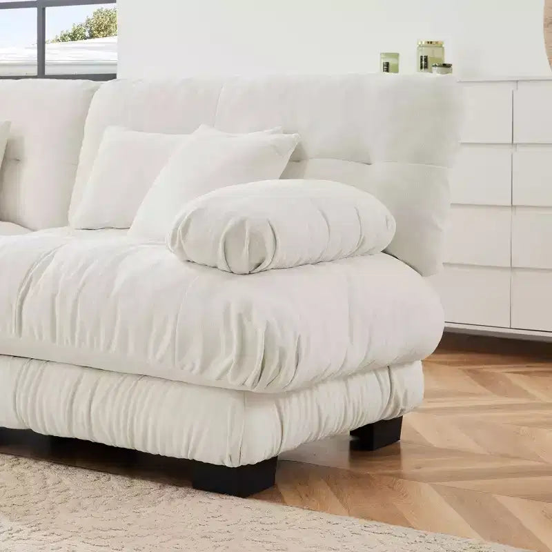 MAYEERTY Divano 2 posti "Cloud" con 2 cuscini lombari e 2 cuscini decorativi per salotto, colore bianco