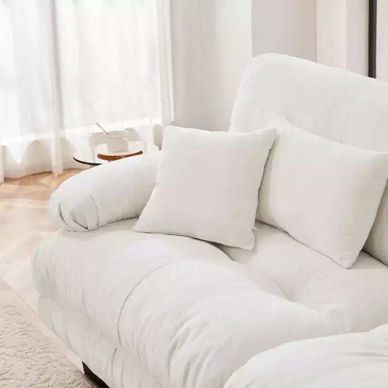 MAYEERTY Divano 2 posti "Cloud" con 2 cuscini lombari e 2 cuscini decorativi per salotto, colore bianco