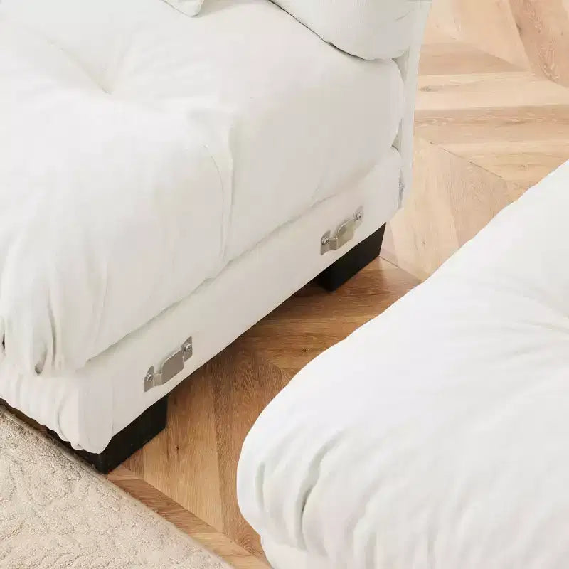MAYEERTY Divano 2 posti "Cloud" con 2 cuscini lombari e 2 cuscini decorativi per salotto, colore bianco