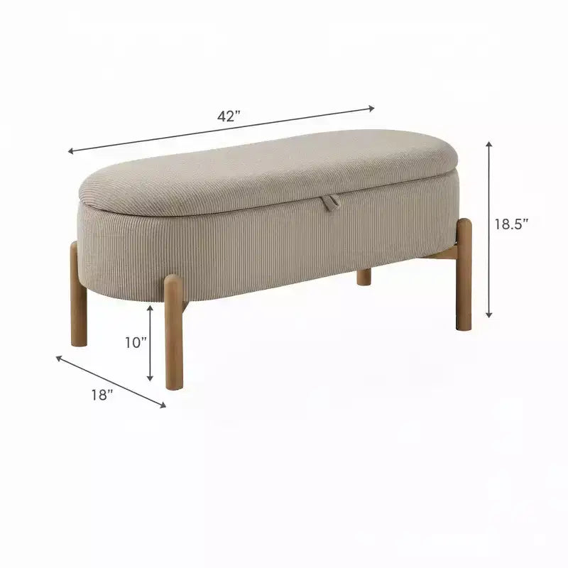 GDFStudio Nolan Mid-Century Modern Corduroy Upholstered Storage Bench