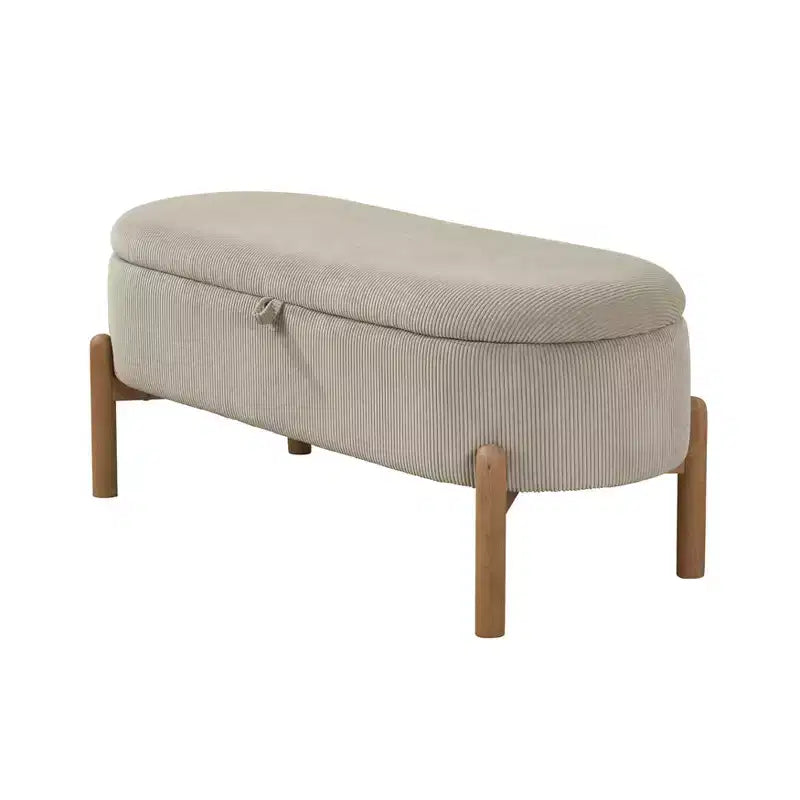 GDFStudio Nolan Mid-Century Modern Corduroy Upholstered Storage Bench