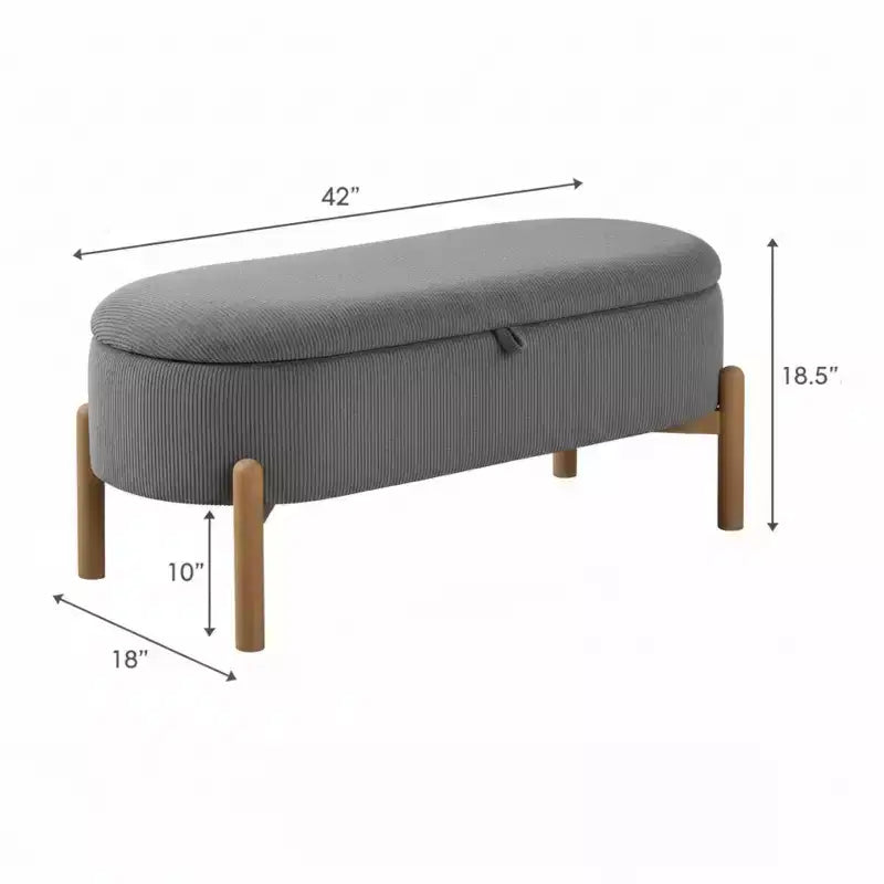 GDFStudio Nolan Mid-Century Modern Corduroy Upholstered Storage Bench