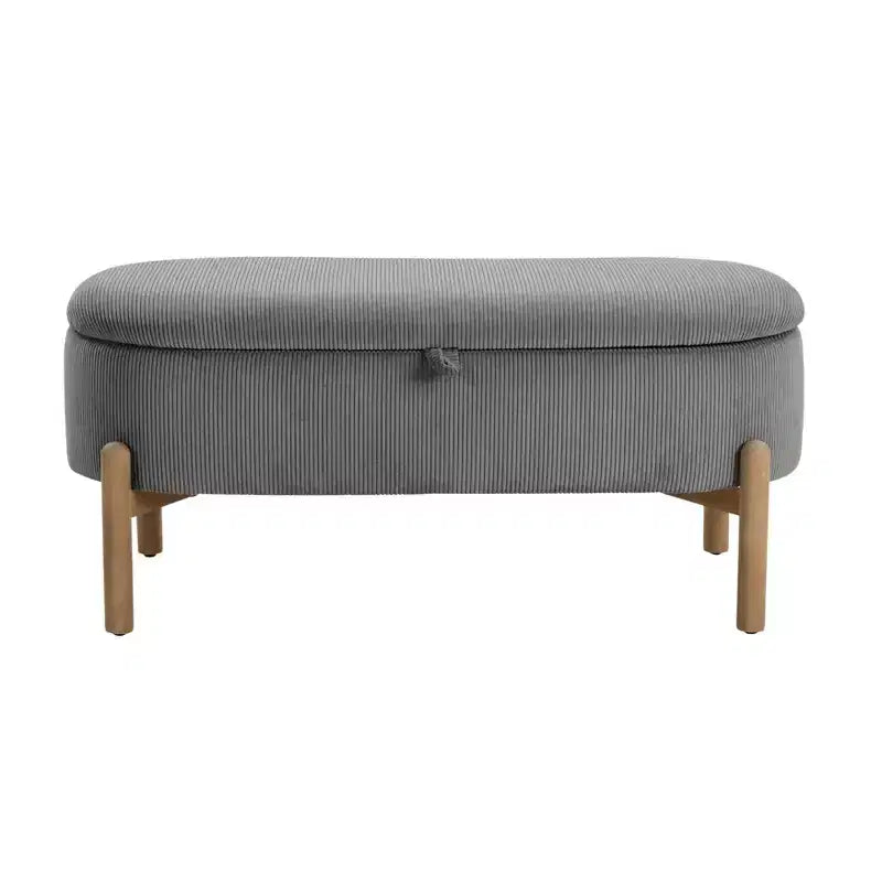 GDFStudio Nolan Mid-Century Modern Corduroy Upholstered Storage Bench