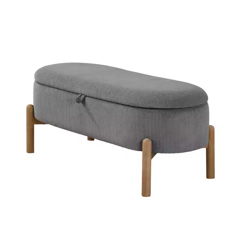 GDFStudio Nolan Mid-Century Modern Corduroy Upholstered Storage Bench