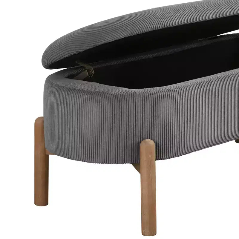 GDFStudio Nolan Mid-Century Modern Corduroy Upholstered Storage Bench