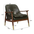 Poltrona d'accento Mid-Century in ecopelle da 74 cm con gambe con puntali in ottone, per soggiorno o ufficio