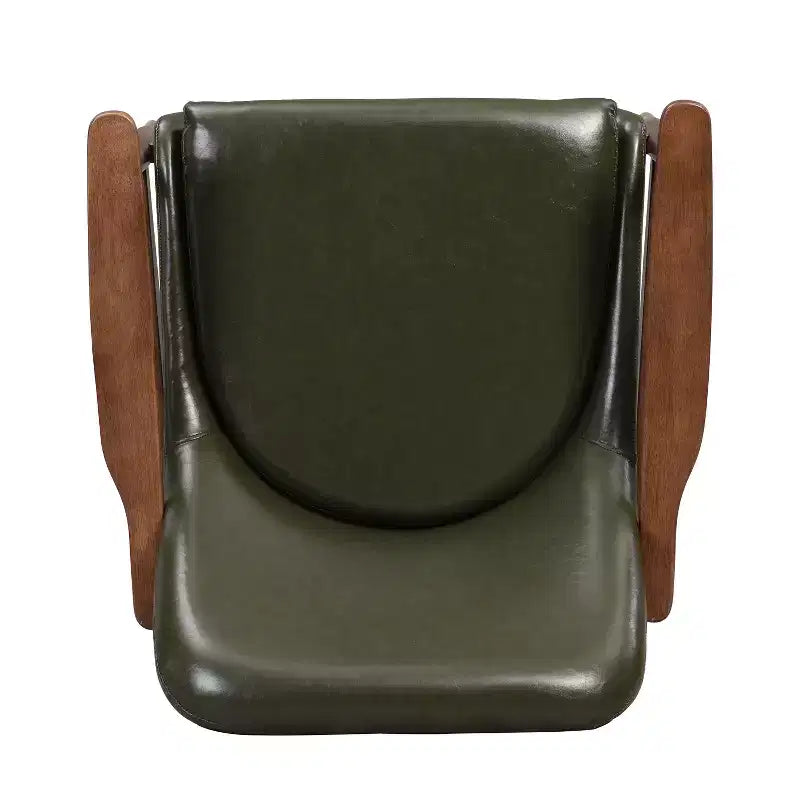 Poltrona d'accento Mid-Century in ecopelle da 74 cm con gambe con puntali in ottone, per soggiorno o ufficio