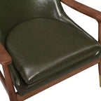 Poltrona d'accento Mid-Century in ecopelle da 74 cm con gambe con puntali in ottone, per soggiorno o ufficio