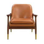 Poltrona accent mid-century da 29,2 pollici in similpelle con seduta imbottita, struttura in legno massiccio, per salotto