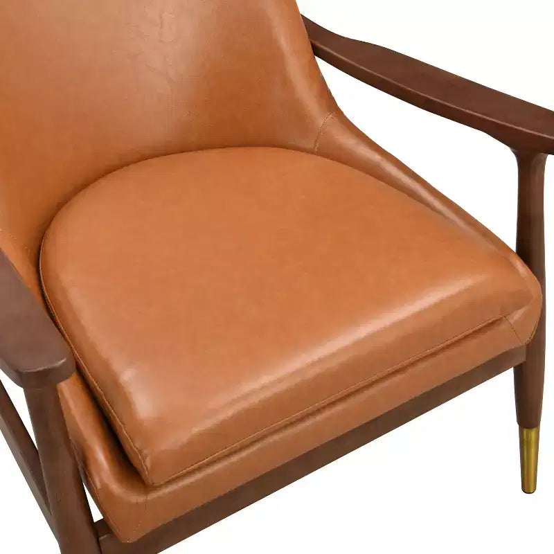 Poltrona accent mid-century da 29,2 pollici in similpelle con seduta imbottita, struttura in legno massiccio, per salotto