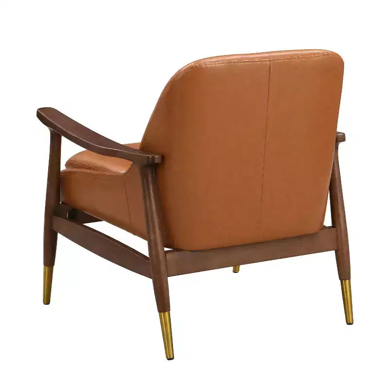 Poltrona accent mid-century da 29,2 pollici in similpelle con seduta imbottita, struttura in legno massiccio, per salotto