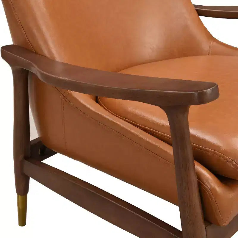 Poltrona accent mid-century da 29,2 pollici in similpelle con seduta imbottita, struttura in legno massiccio, per salotto
