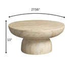 LeisureMod Lunexa Tavolino Rotondo in Fibra di Pietra Tavolino d'Appoggio con Piedistallo per Uso Interno o Esterno, Design Scolpito con Piedini Antiscivolo
