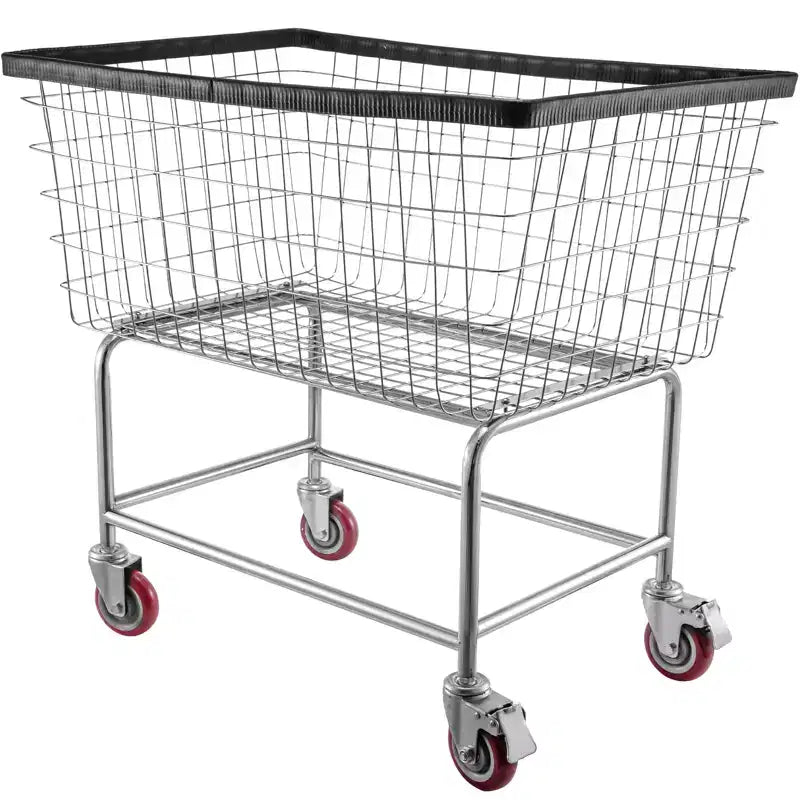 VEVOR Wire Laundry Cart, 4.5 Bushel Wire Laundry Basket with Wheels,35''x15.7''x22''Commercial Wire Laundry Basket Cart,Steel Frame,5''Casters,Silver