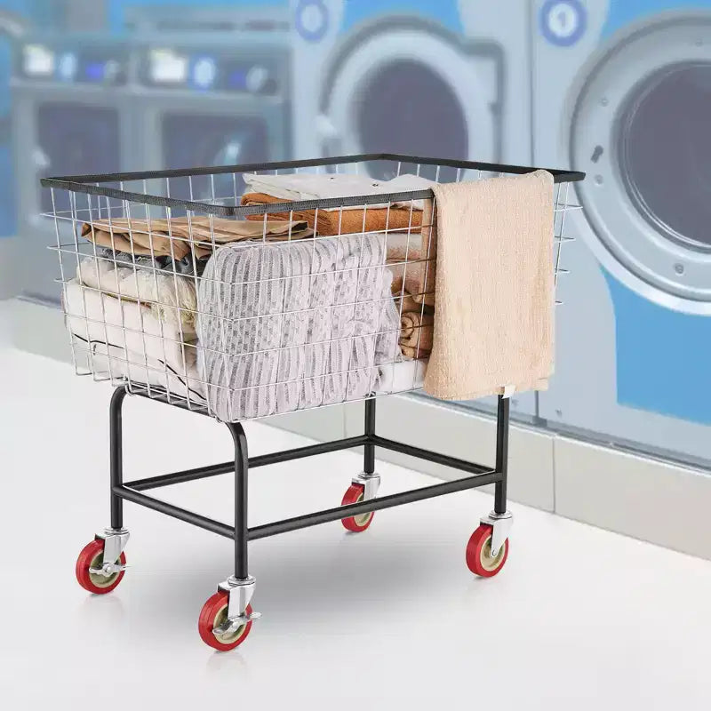 VEVOR Wire Laundry Cart, 4.5 Bushel Wire Laundry Basket with Wheels,35''x15.7''x22''Commercial Wire Laundry Basket Cart,Steel Frame,5''Casters,Silver