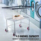 VEVOR Wire Laundry Cart, 4.5 Bushel Wire Laundry Basket with Wheels,35''x15.7''x22''Commercial Wire Laundry Basket Cart,Steel Frame,5''Casters,Silver