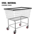 VEVOR Wire Laundry Cart, 4.5 Bushel Wire Laundry Basket with Wheels,35''x15.7''x22''Commercial Wire Laundry Basket Cart,Steel Frame,5''Casters,Silver