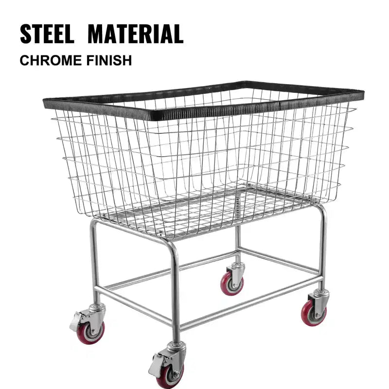 VEVOR Wire Laundry Cart, 4.5 Bushel Wire Laundry Basket with Wheels,35''x15.7''x22''Commercial Wire Laundry Basket Cart,Steel Frame,5''Casters,Silver