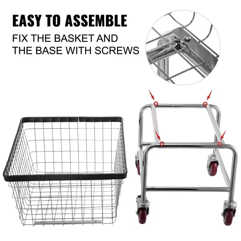 VEVOR Wire Laundry Cart, 4.5 Bushel Wire Laundry Basket with Wheels,35''x15.7''x22''Commercial Wire Laundry Basket Cart,Steel Frame,5''Casters,Silver