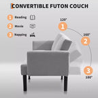 Sofa Bed, 3-Seater Reclining Futon Sofa, Modern Fabric Convertible Daybed Couch, Perfect for Living Room, Bedroom & Apartment