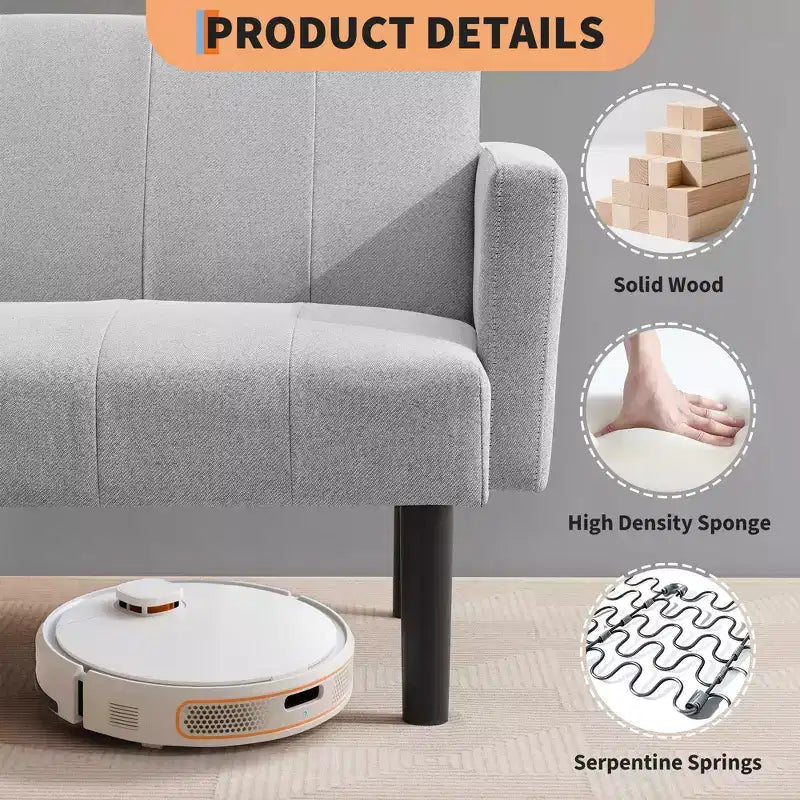 Sofa Bed, 3-Seater Reclining Futon Sofa, Modern Fabric Convertible Daybed Couch, Perfect for Living Room, Bedroom & Apartment