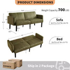 Sofa Bed, 3-Seater Reclining Futon Sofa, Modern Fabric Convertible Daybed Couch, Perfect for Living Room, Bedroom & Apartment