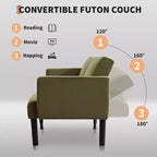 Sofa Bed, 3-Seater Reclining Futon Sofa, Modern Fabric Convertible Daybed Couch, Perfect for Living Room, Bedroom & Apartment