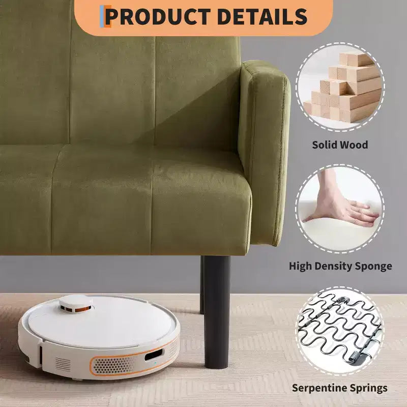 Sofa Bed, 3-Seater Reclining Futon Sofa, Modern Fabric Convertible Daybed Couch, Perfect for Living Room, Bedroom & Apartment