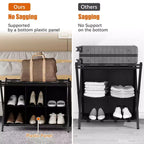 Narwey Luggage Rack for Guest Room, Folding Suitcase Stand with 6-Cube Fabric Storage Shelf, Luggage Holder, Steel Foldable Luggage Stand