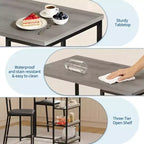 Set da 3 pezzi tavolo da cucina con ripiani e 2 sedie imbottite - Tavolo da pranzo in ferro e legno per piccoli spazi, appartamenti, monolocali