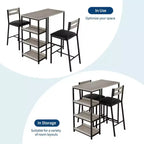 Set da 3 pezzi tavolo da cucina con ripiani e 2 sedie imbottite - Tavolo da pranzo in ferro e legno per piccoli spazi, appartamenti, monolocali