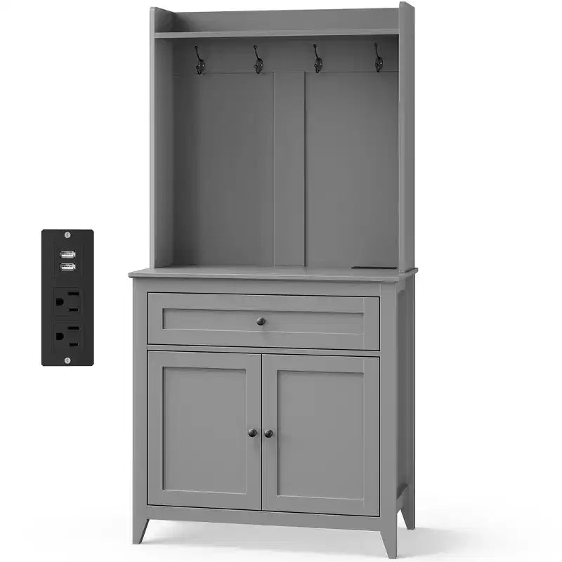Dispensa a colonna da 160 cm con 4 ganci, 1 cassetto grande, ripiani regolabili per soggiorno, sala da pranzo