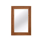 Specchio decorativo rettangolare in rattan con cornice in legno massello, per fattoria, bagno, decorazione per la casa, ingresso